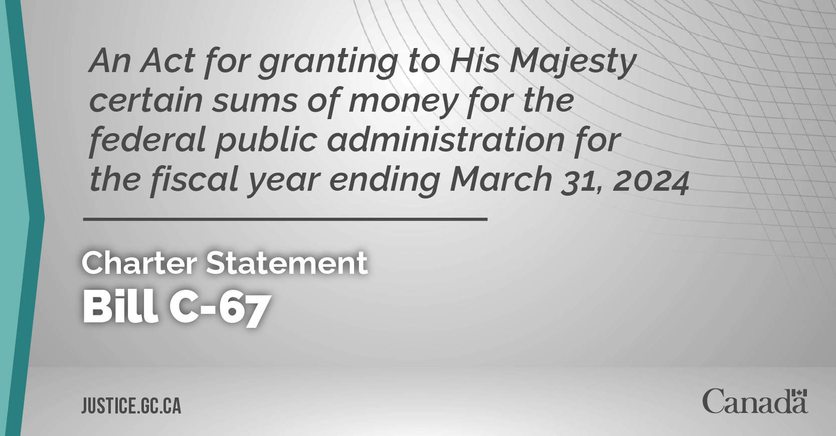 Bill C-67&nbsp;: An Act for granting to His Majesty certain sums of money for the federal public administration for the fiscal year ending March 31, 2024